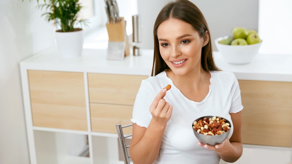 A variety of nuts in a bowl for a healthy diet